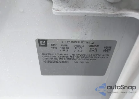 2016 Chevrolet Malibu 1Lt z USA, uszkodzony, nr VIN 1G1ZE5ST9GF346254